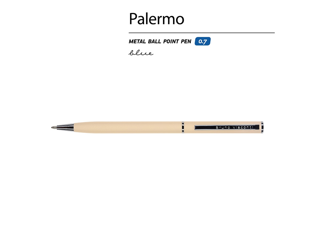 Ручка шариковая автоматическая BrunoVisconti® PALERMO цвет корпуса пудровый, soft-touch, 0.7 мм-1