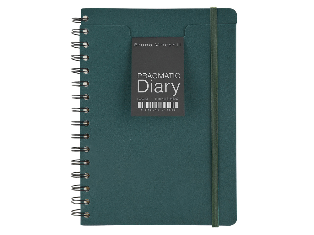 Ежедневник недатированный на гребне А5 Pragmatic, темно-зеленый-1
