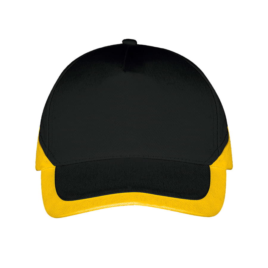 Бейсболка BOOSTER, 5 клиньев, металлическая застежка, черный, желтый-2