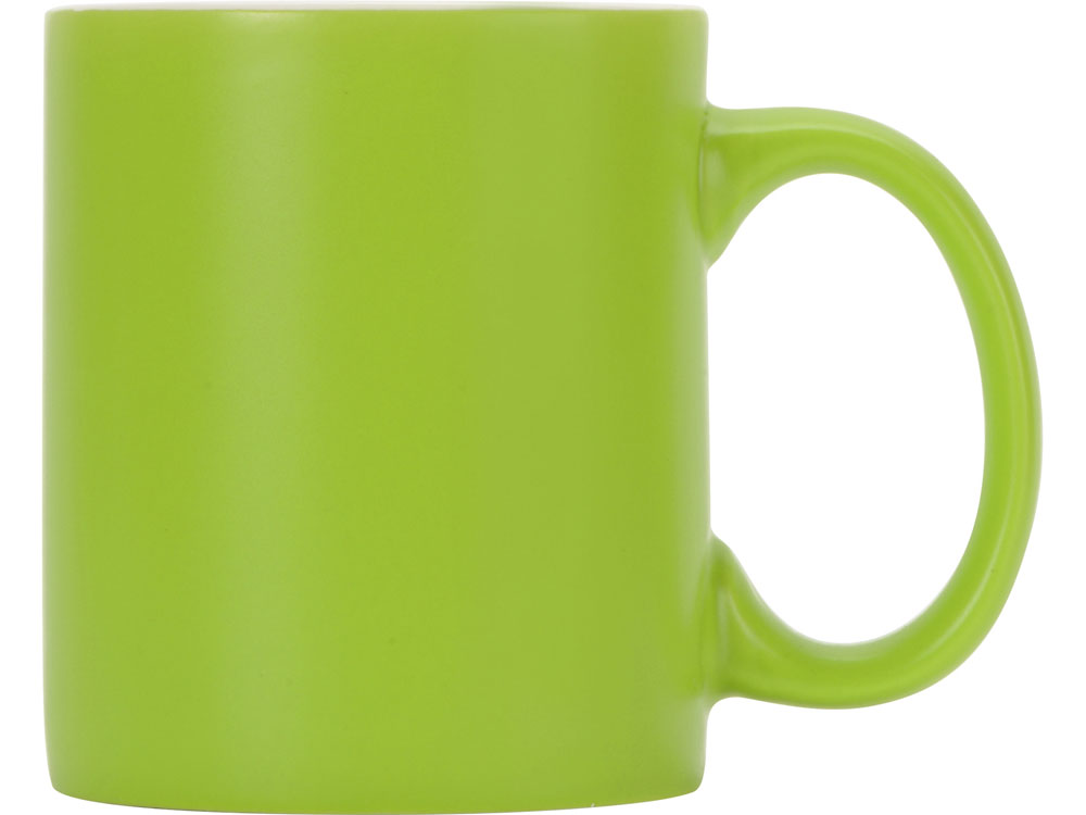 Матовая кружка Марко базовой формы, цветная снаружи, белая внутри, зеленое яблоко-1