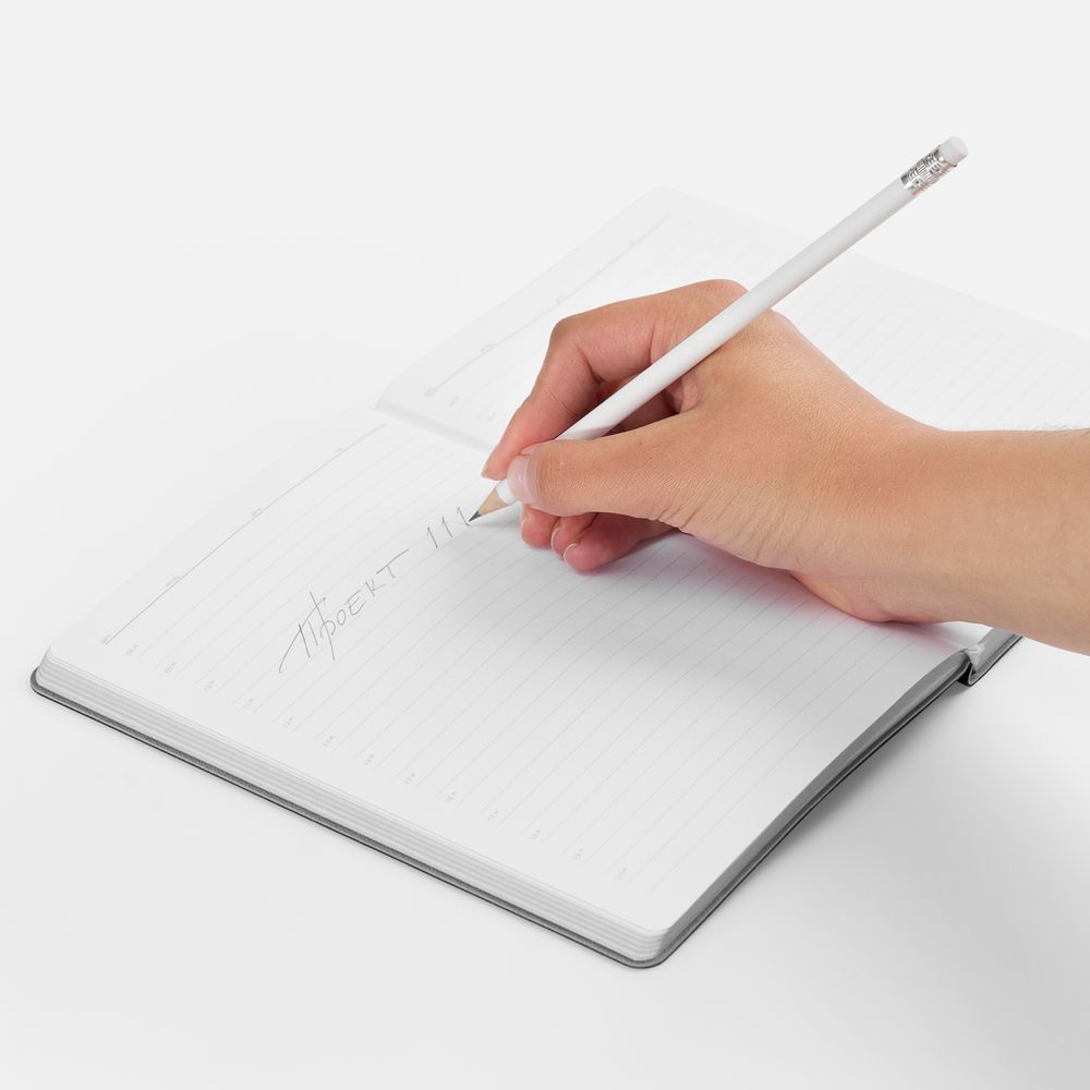 Карандаш простой Hand Friend с ластиком, белый-1