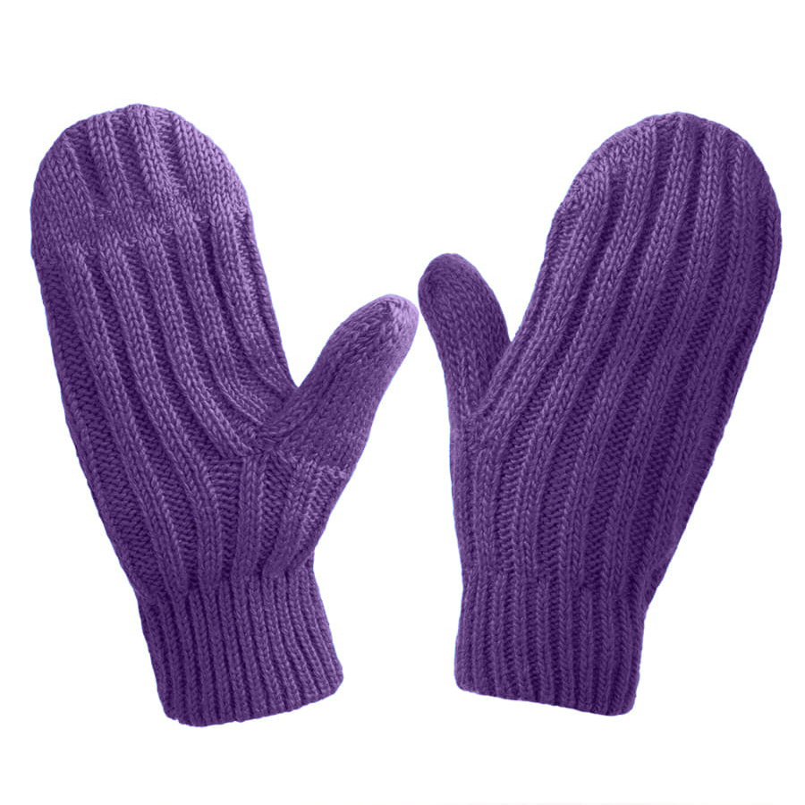 Варежки вязаные НАСВЯЗИ© шерсть/акрил, фиолетовый-1