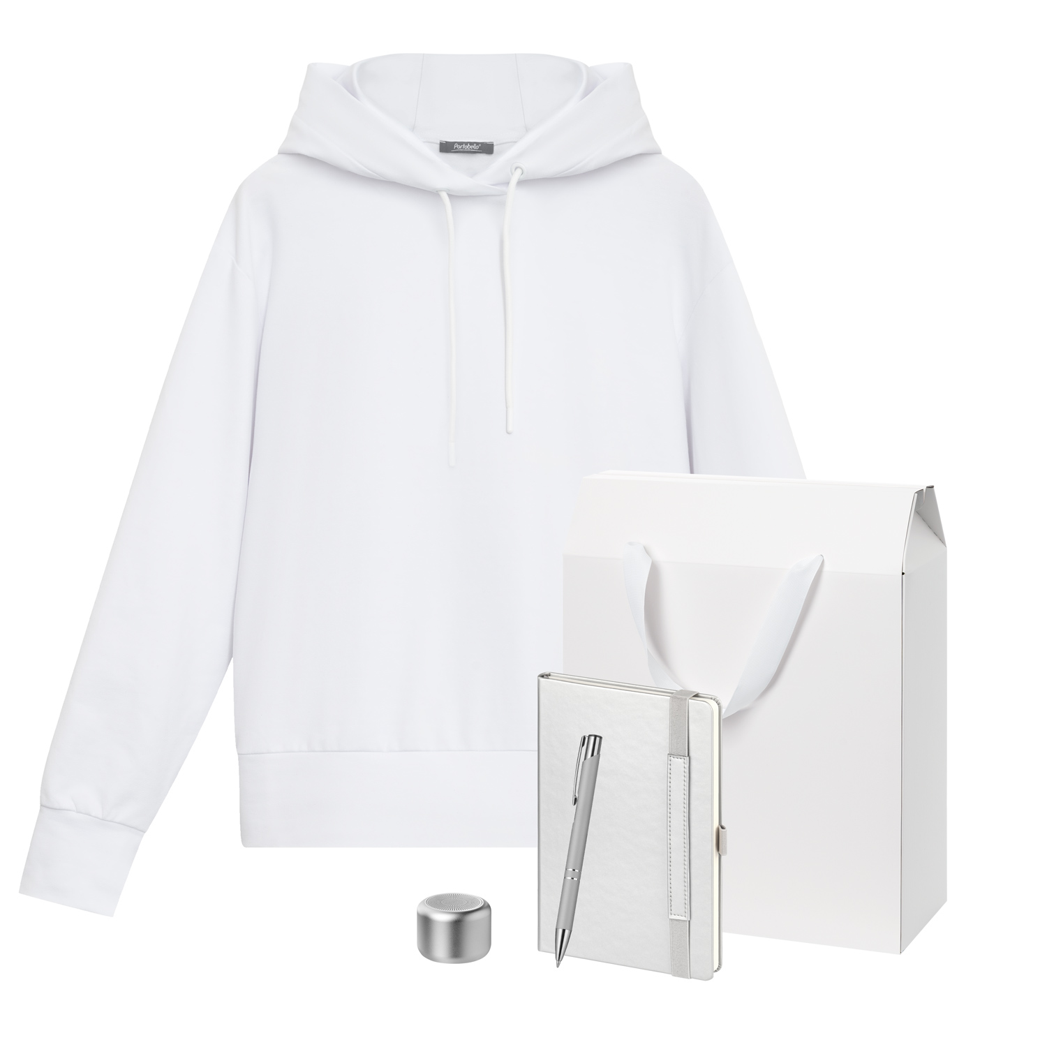 Набор с одеждой ALEX (худи, колонка, ежедневник, ручка), серебряный, M-0