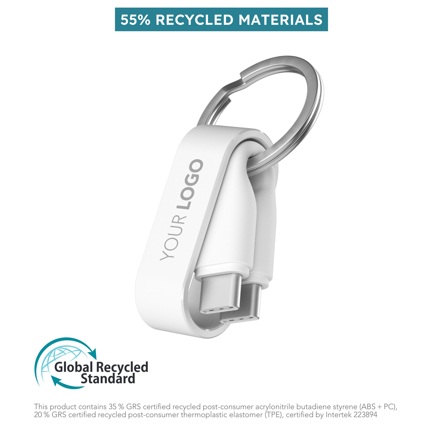 Кабель-брелок для быстрой зарядки Zweins C, белый-5