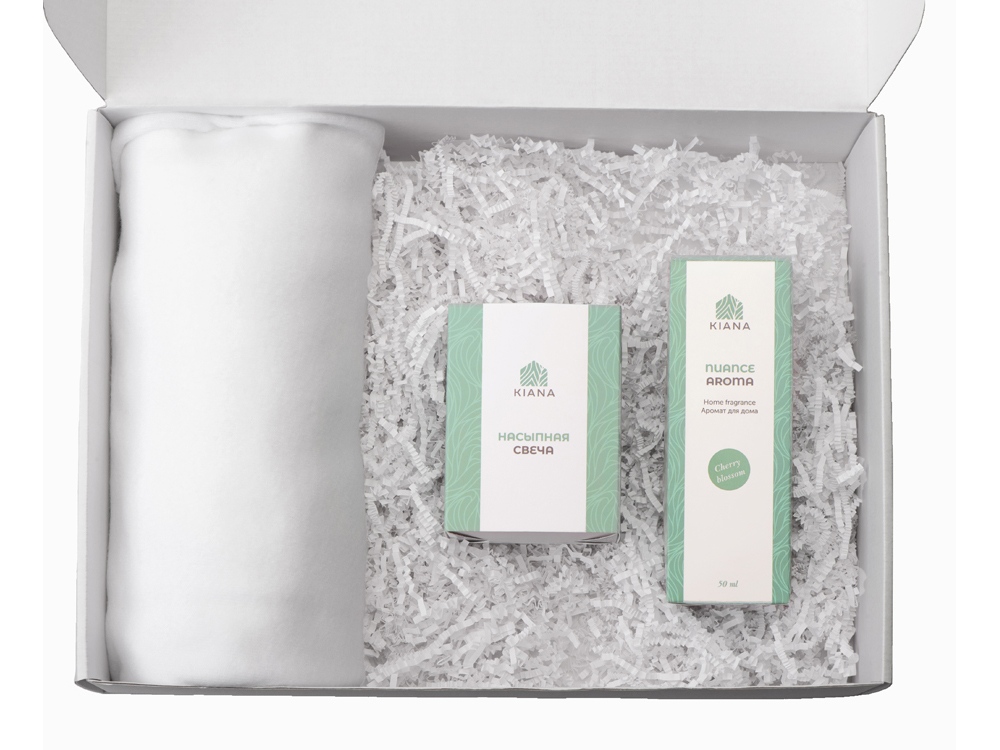 Подарочный набор White light 2.0 с пледом, диффузором, насыпной свечой-2