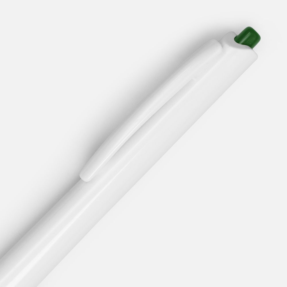 Ручка шариковая Tick, белая с зеленым-1