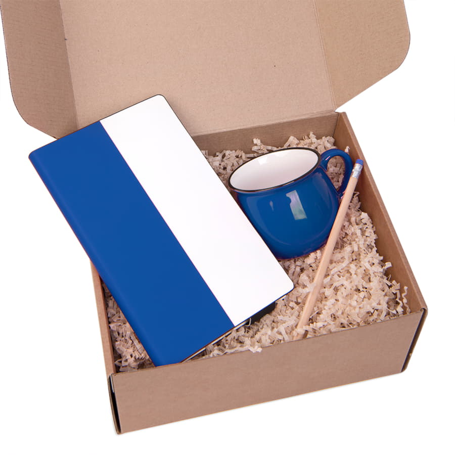 Подарочный набор LAST SUMMER: бизнес-блокнот, кружка, карандаш чернографитный, синий, белый, синий-1