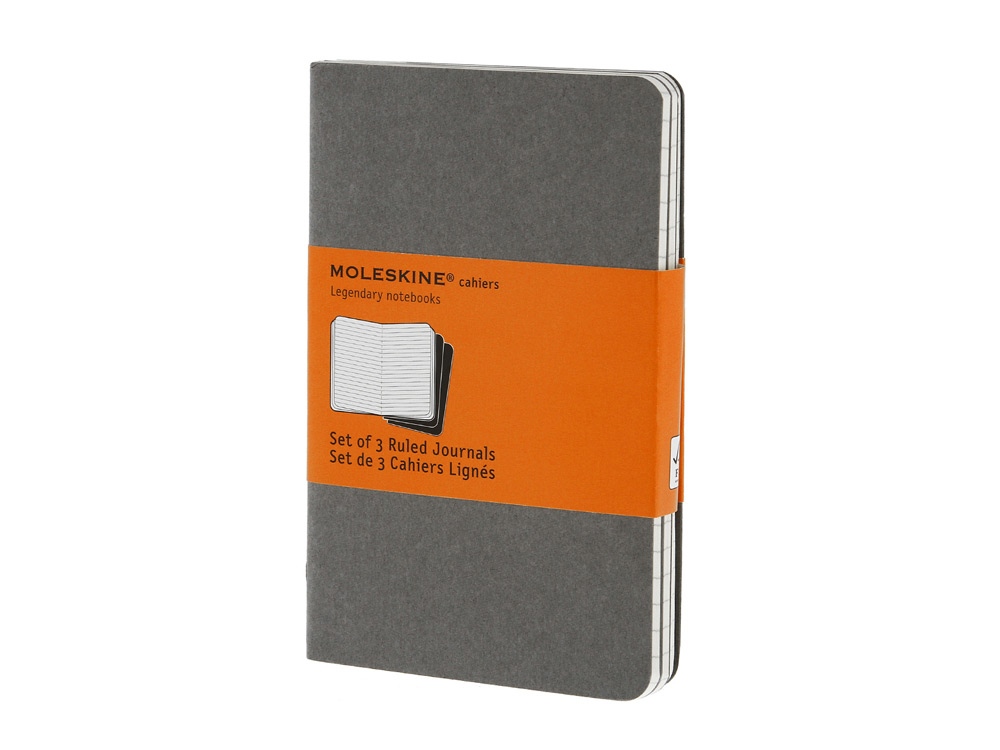 Записная книжка Moleskine Cahier (в линейку, 3 шт.), Pocket (9х14см), серый-0