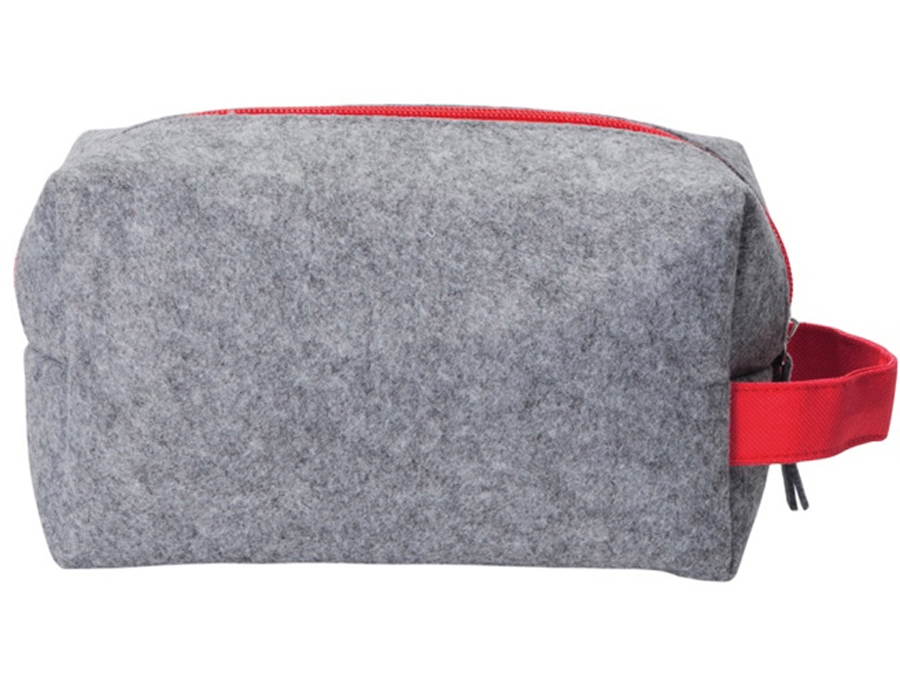 Органайзер для электроники и проводов Felt из RPET-фетра с ручкой, серый с красным-4