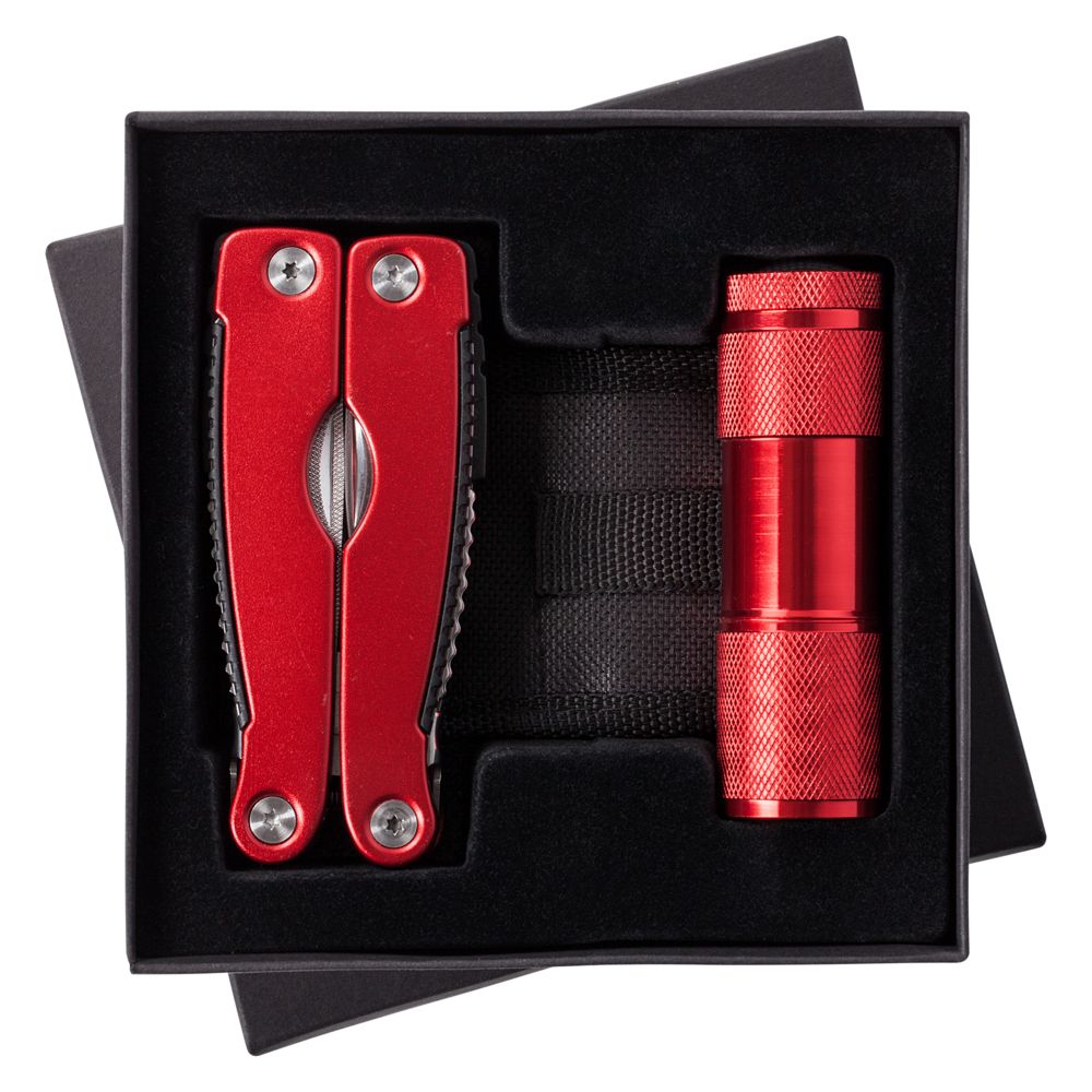 Набор Handmaster: фонарик и мультитул, красный-0