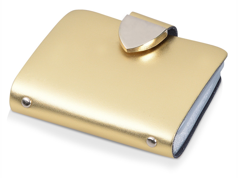 Визитница на 26 визиток, золотистая-0
