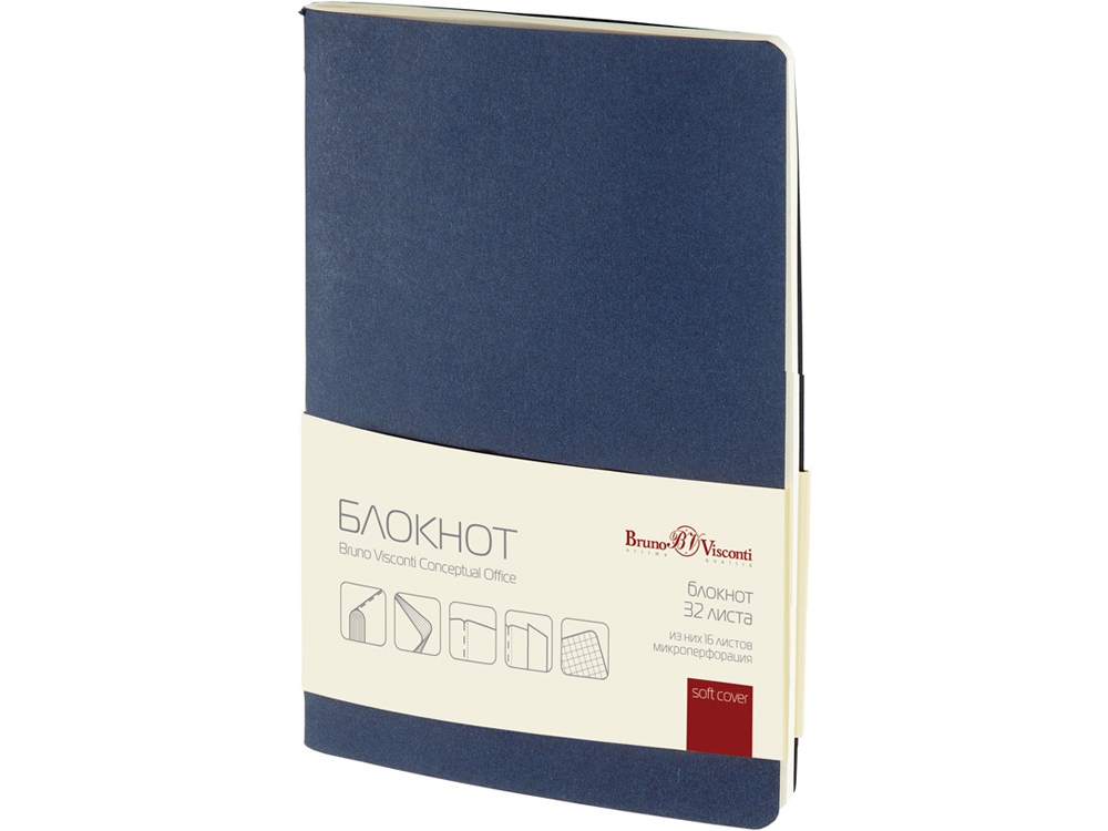 Бизнес - блокнот А6 (105 х 148 мм) Conceptual Office 32 л., синий-0