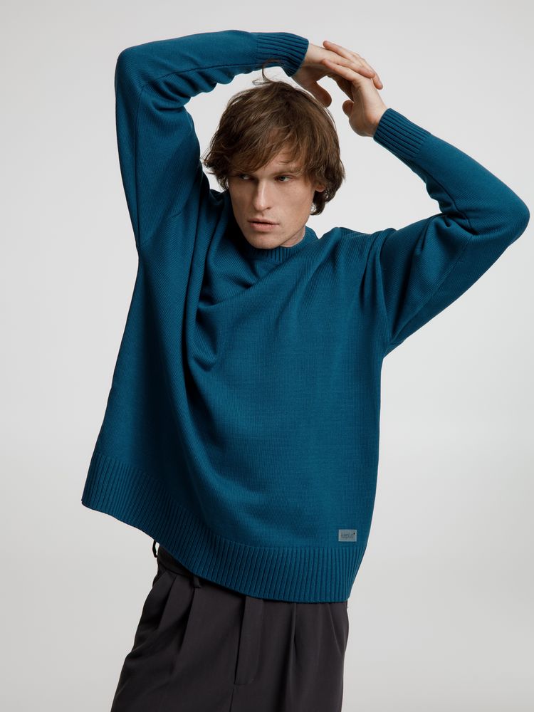 Джемпер оверсайз унисекс Stated в сумке, синий (морская волна)-5