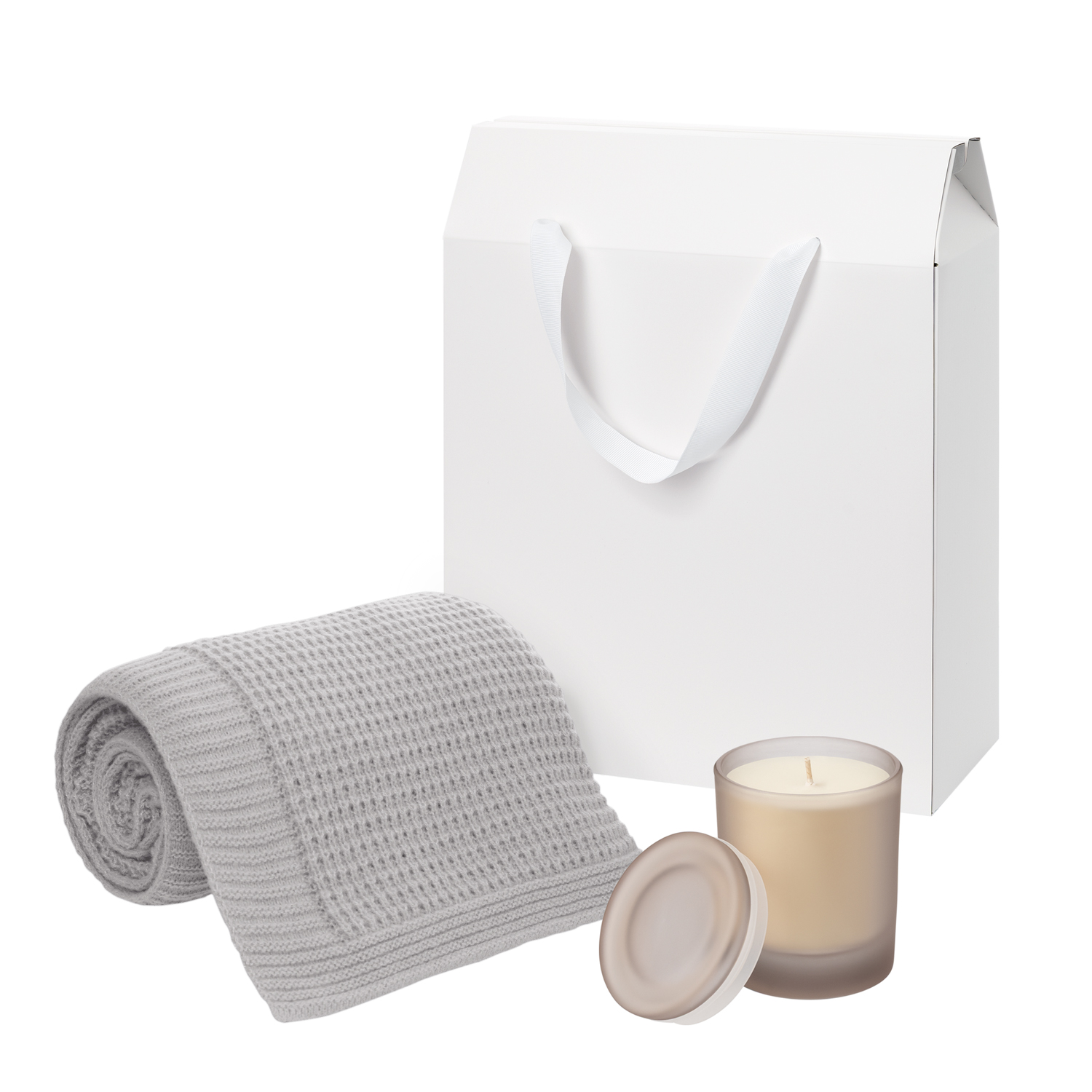 Подарочный набор Мизу (Mizu), Мальта Софт (Malta Soft), бежевый (свеча, плед)-0