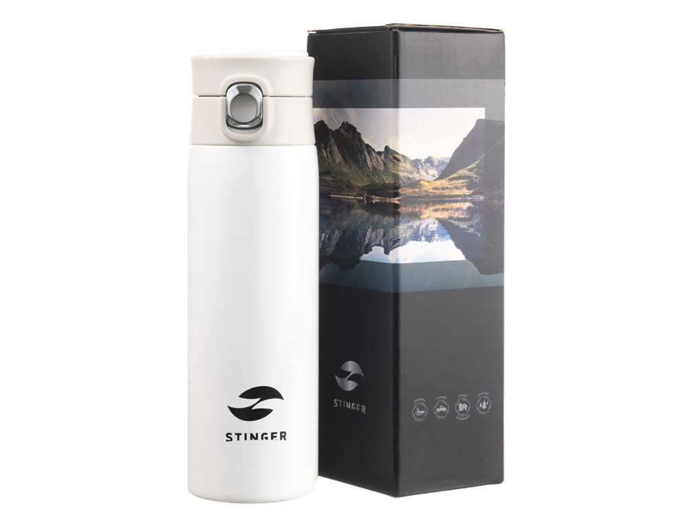Термокружка Stinger, 0,42 л, сталь/пластик/силикон, белый, 6,5 x 7,5 x 21,9 см-8
