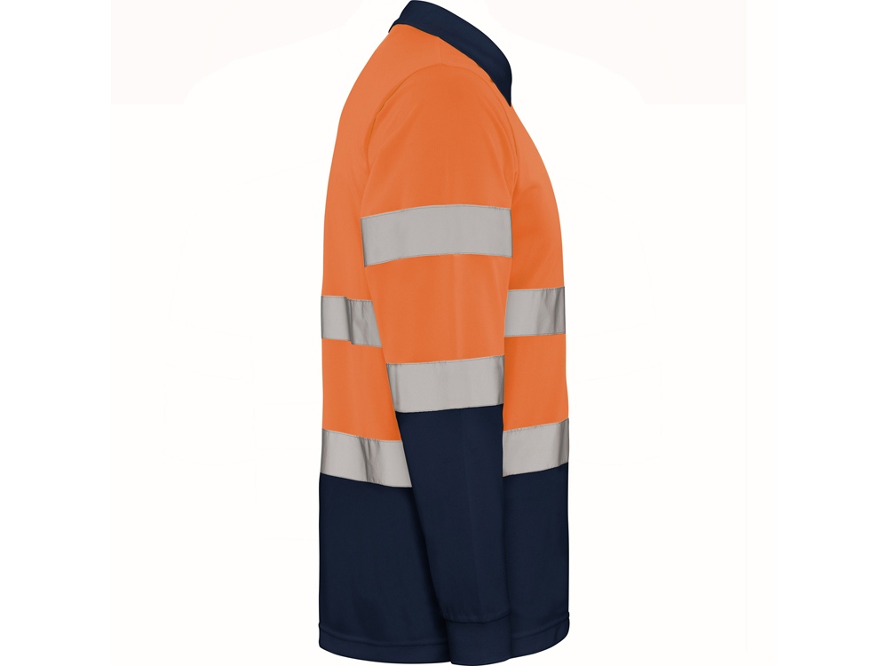 Поло Polaris мужское c длинным рукавом, нэйви/неоновый оранжевый-3