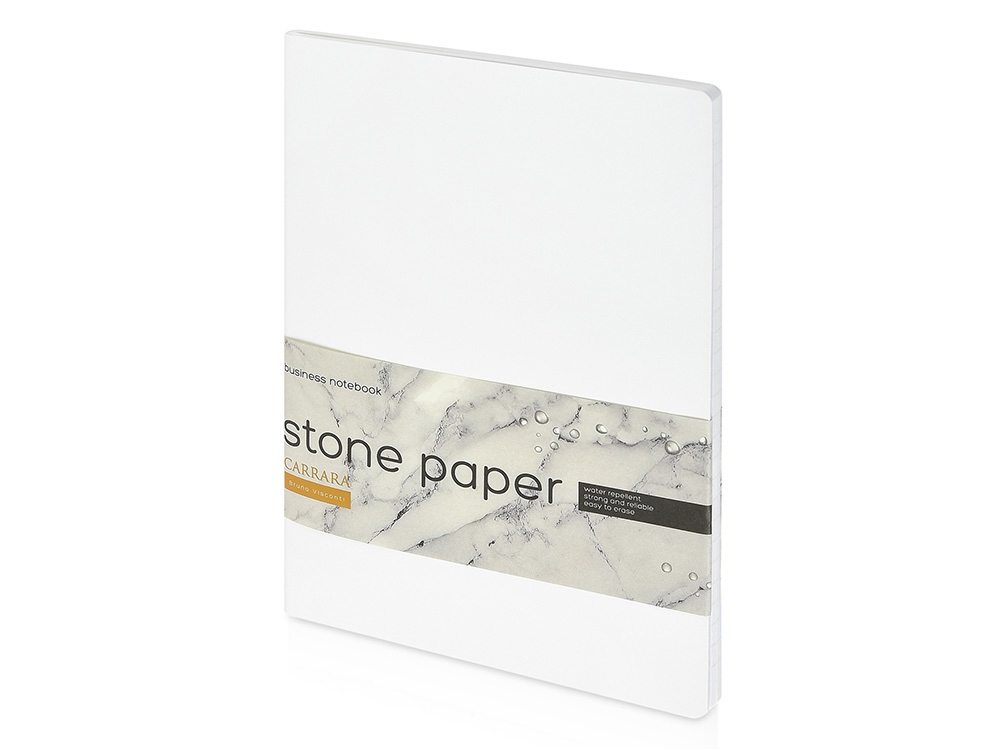 Тетрадь с каменной бумагой А5 Carrara 40 л., линейка, белый-0