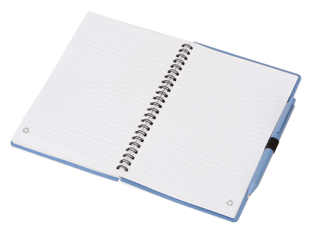 Блокнот А5 Toledo M, синий + ручка шариковая Pianta из пшеничной соломы, синий-2