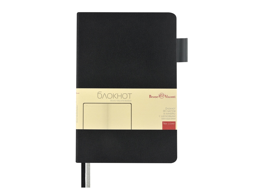 Блокнот А5 Boston, черный с серым срезом-2