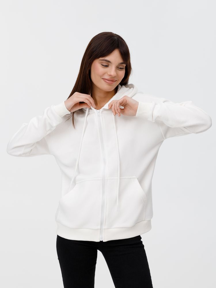 Толстовка унисекс оверсайз на молнии Zippy Terry, белая-0