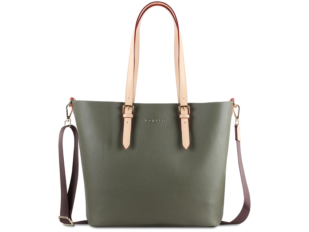 Сумка-шоппер BUGATTI Ella, оливковая, полиуретан, 47,5х12х32 см-1