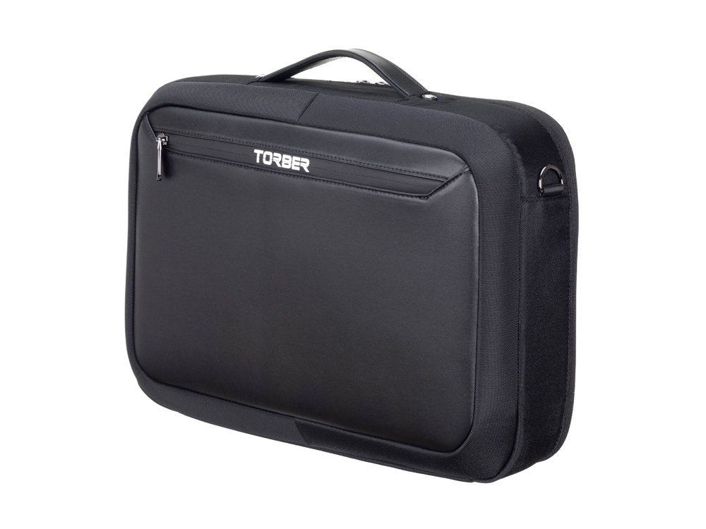 Сумка для ноутбука TORBER ВОЯЖ 15.6'', чёрный, нейлон/микрофибра, 44 х 10 х 32 см, 12л-1