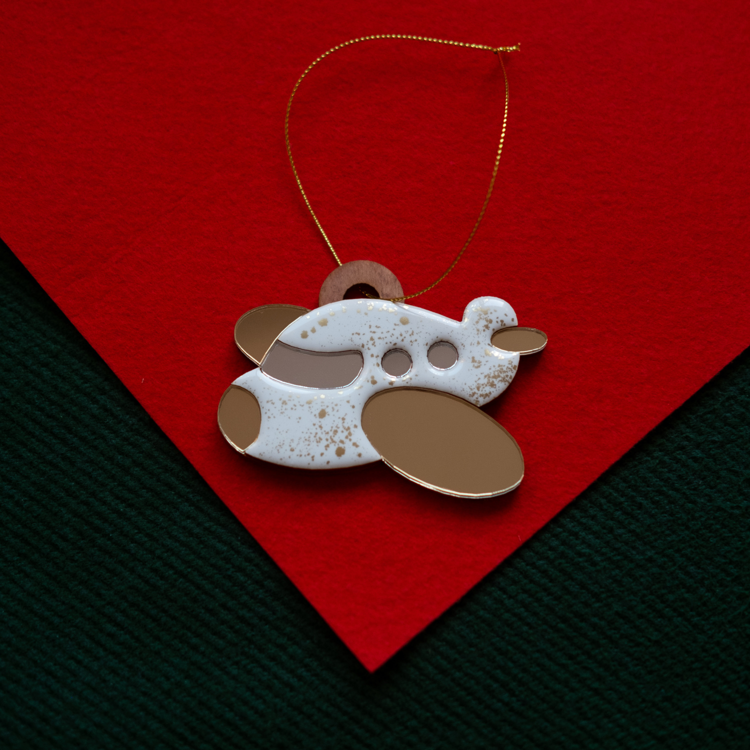 Ёлочная игрушка Самолетик (белый с золотым )-5