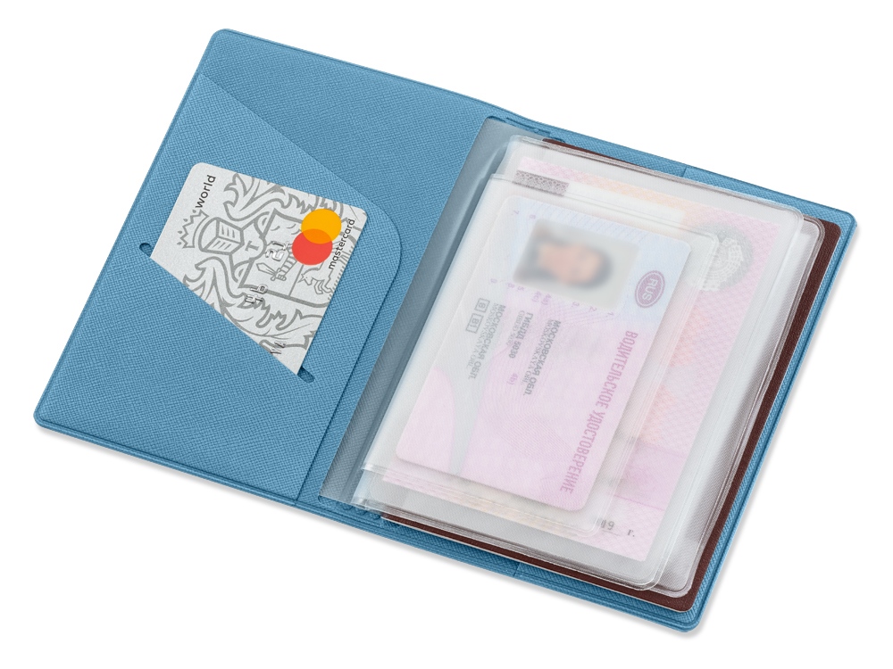 Классическая обложка для автодокументов Favor, голубая-1