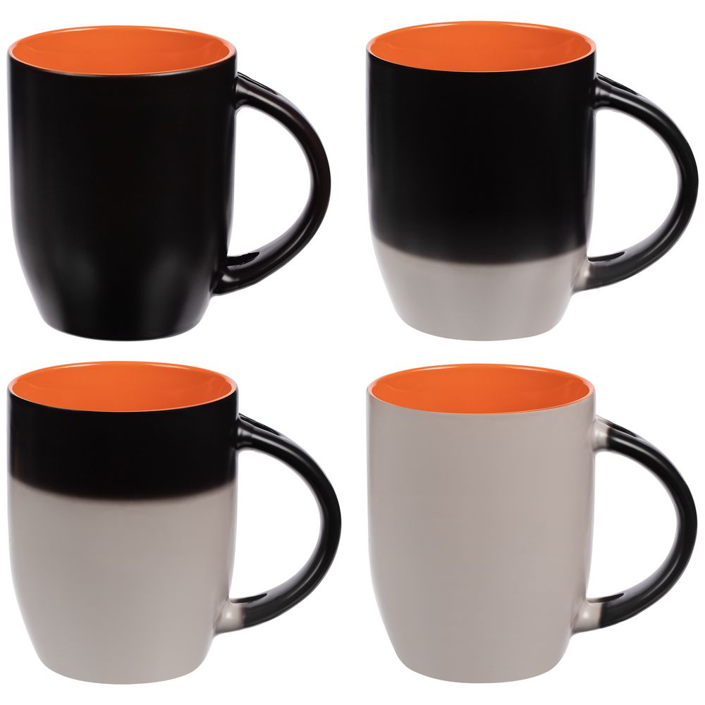 Кружка-хамелеон Melty с ложкой, черная с оранжевым-2