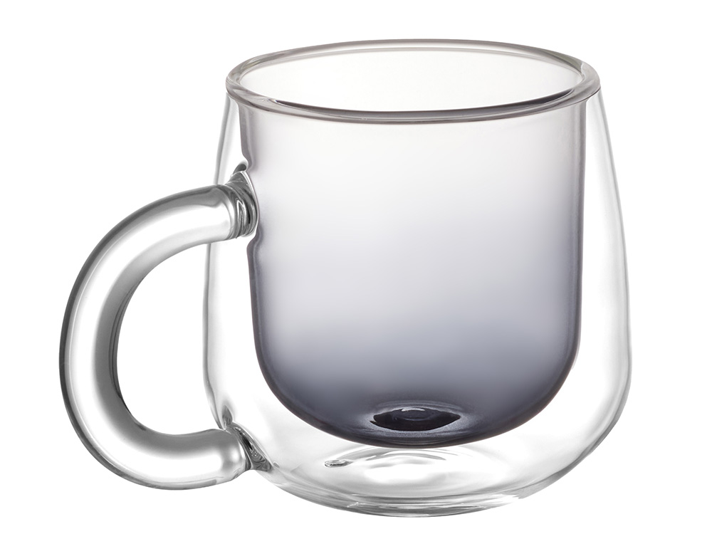 Кружка с двойными стенками с широкой ручкой и градиентным покрытием Fog, черный-2