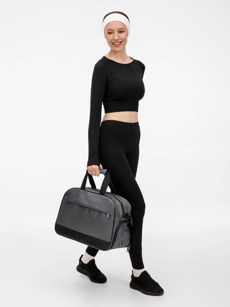 Спортивная сумка Atlantes, светло-серая с черным-9