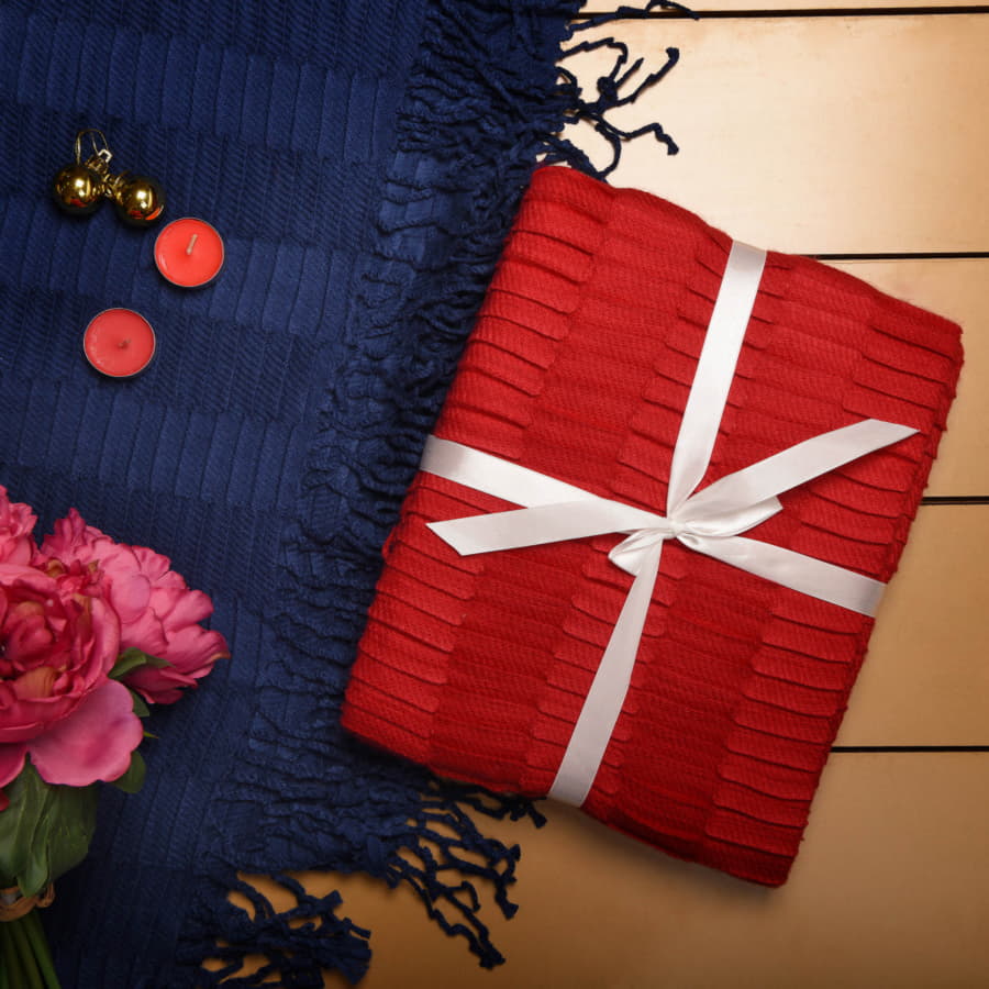 Плед WAVE, 130х150 см, акрил 180гр/м2, ярко-красный-5