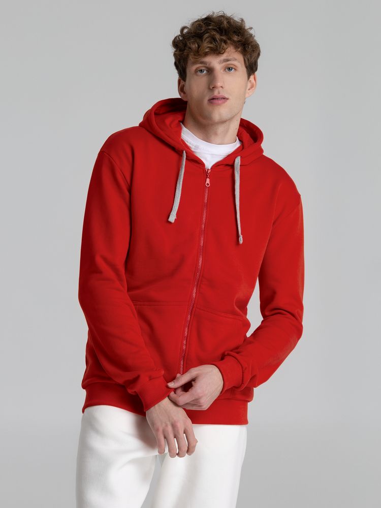 Толстовка на молнии с капюшоном Unit Siverga Heavy, красная-5