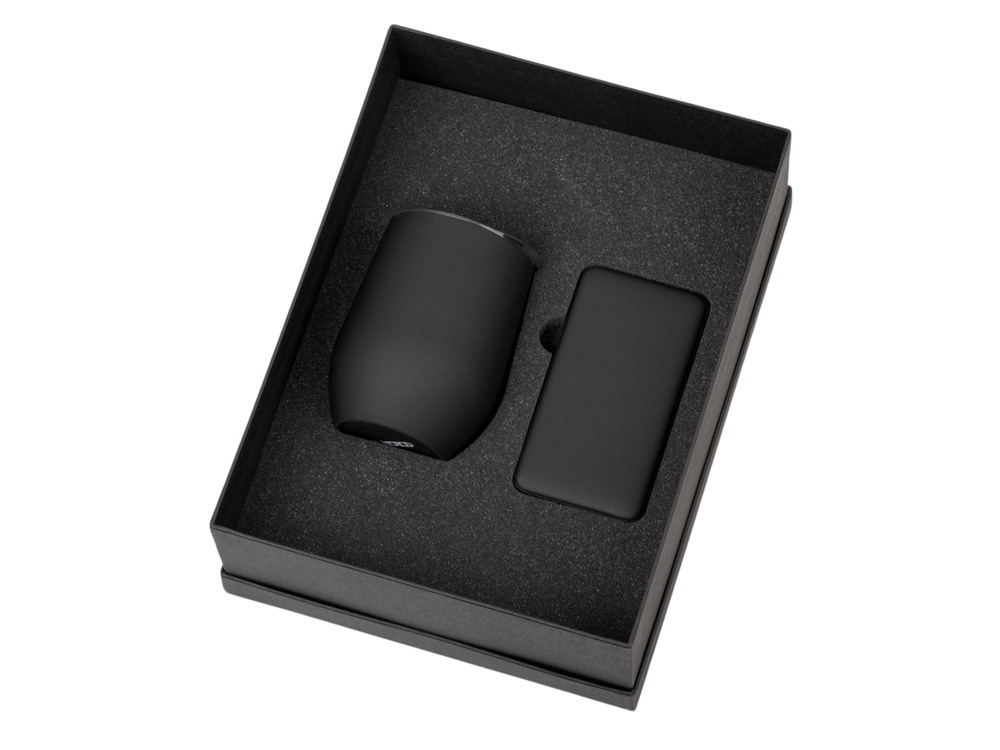 Подарочный набор с термокружкой и повербанком С2, 10000 mAh, черный-1