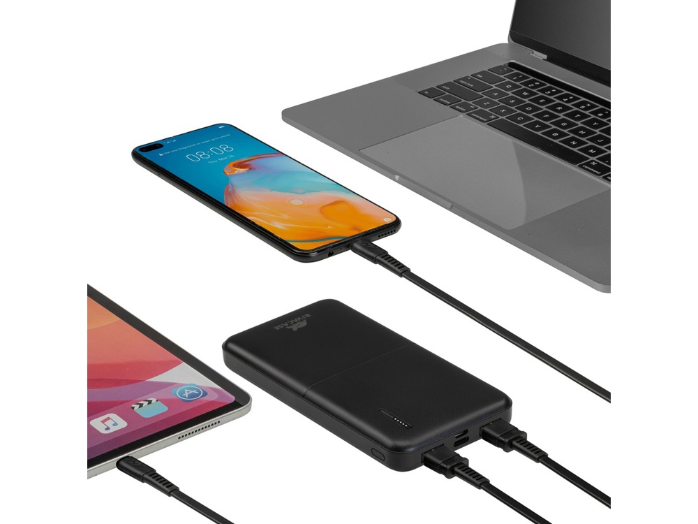 RIVACASE VA2532 (10000 мАч) QC/PD 20W внешний аккумулятор с дисплеем, черный 12/48-13