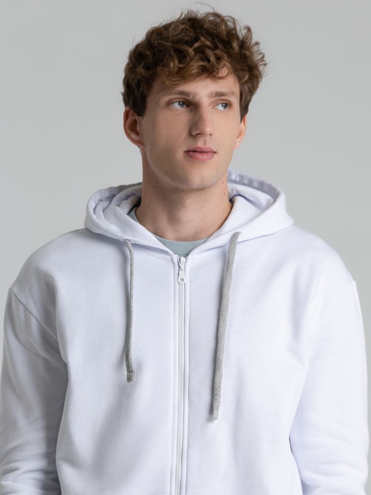 Толстовка на молнии с капюшоном Unit Siverga Heavy, белая-4