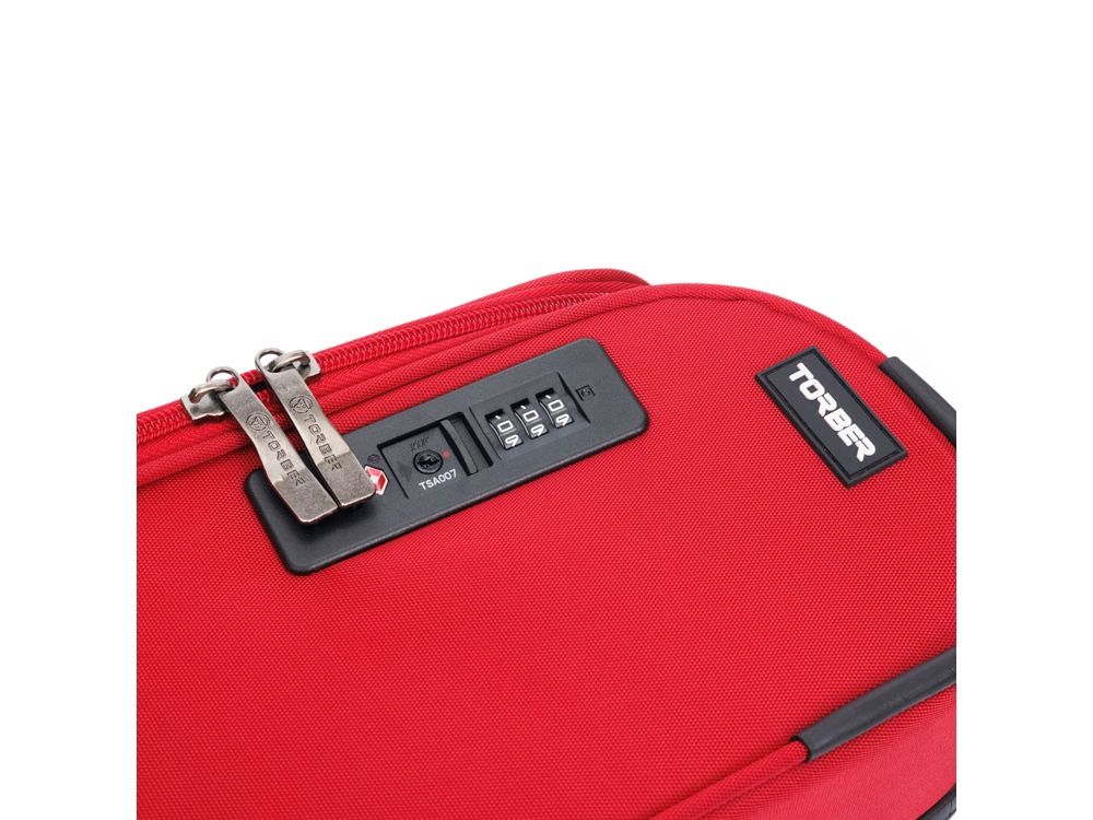 Чемодан TORBER Brosno, красный, нейлон 600D, 36,5 х 14 х 54 см, 32 л-8