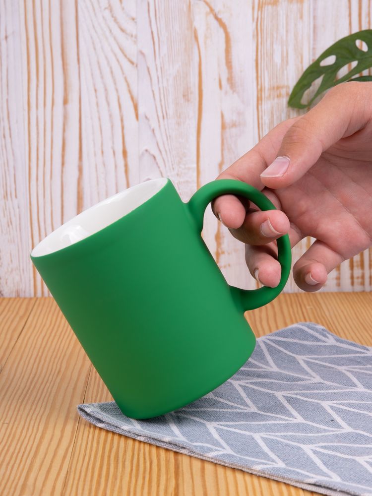 Кружка Promo Soft с покрытием софт-тач, зеленая-1