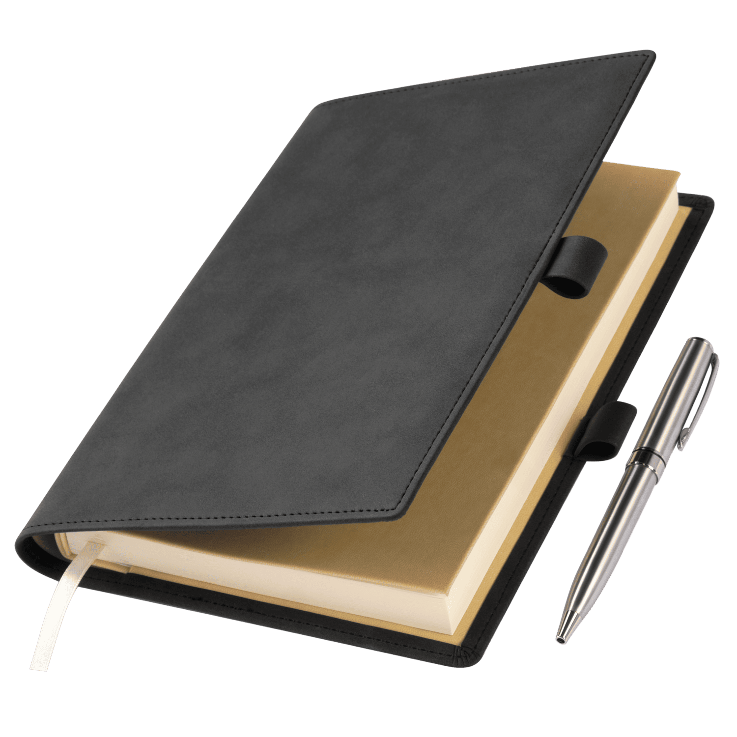 Ежедневник-портфолио Clip NEO недатированный в подарочной коробке, черный (в комплекте ручка Tesoro серебро)-0