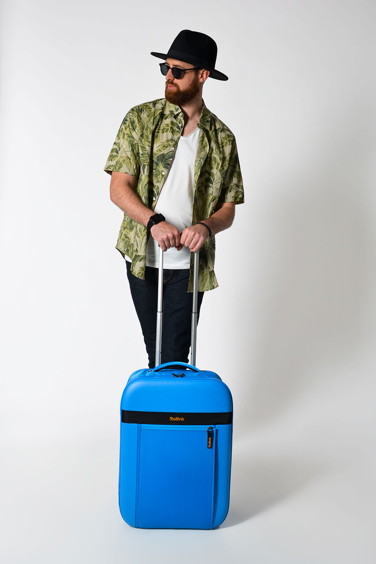 Чемодан складной Rollink Aura 55x40x20 см, 2 колеса, синий-15