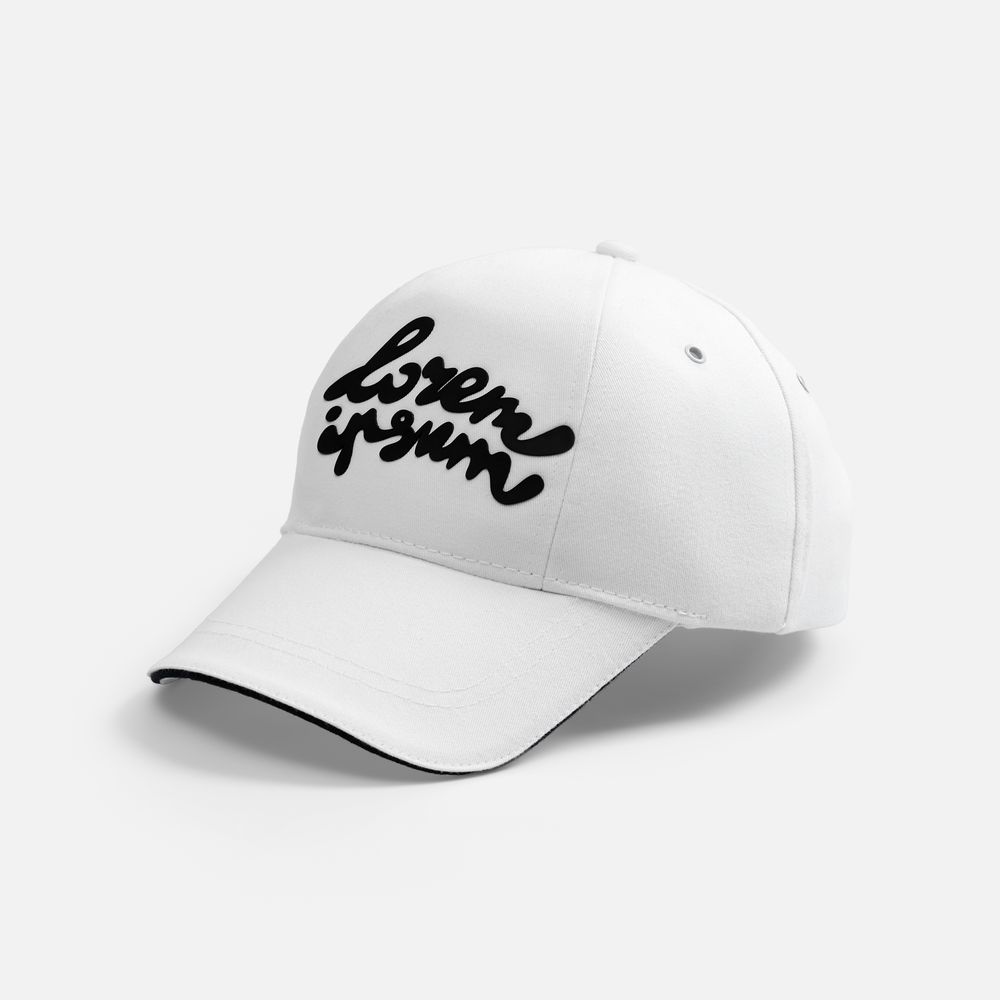 Бейсболка Canopy, белая с темно-синим кантом-10