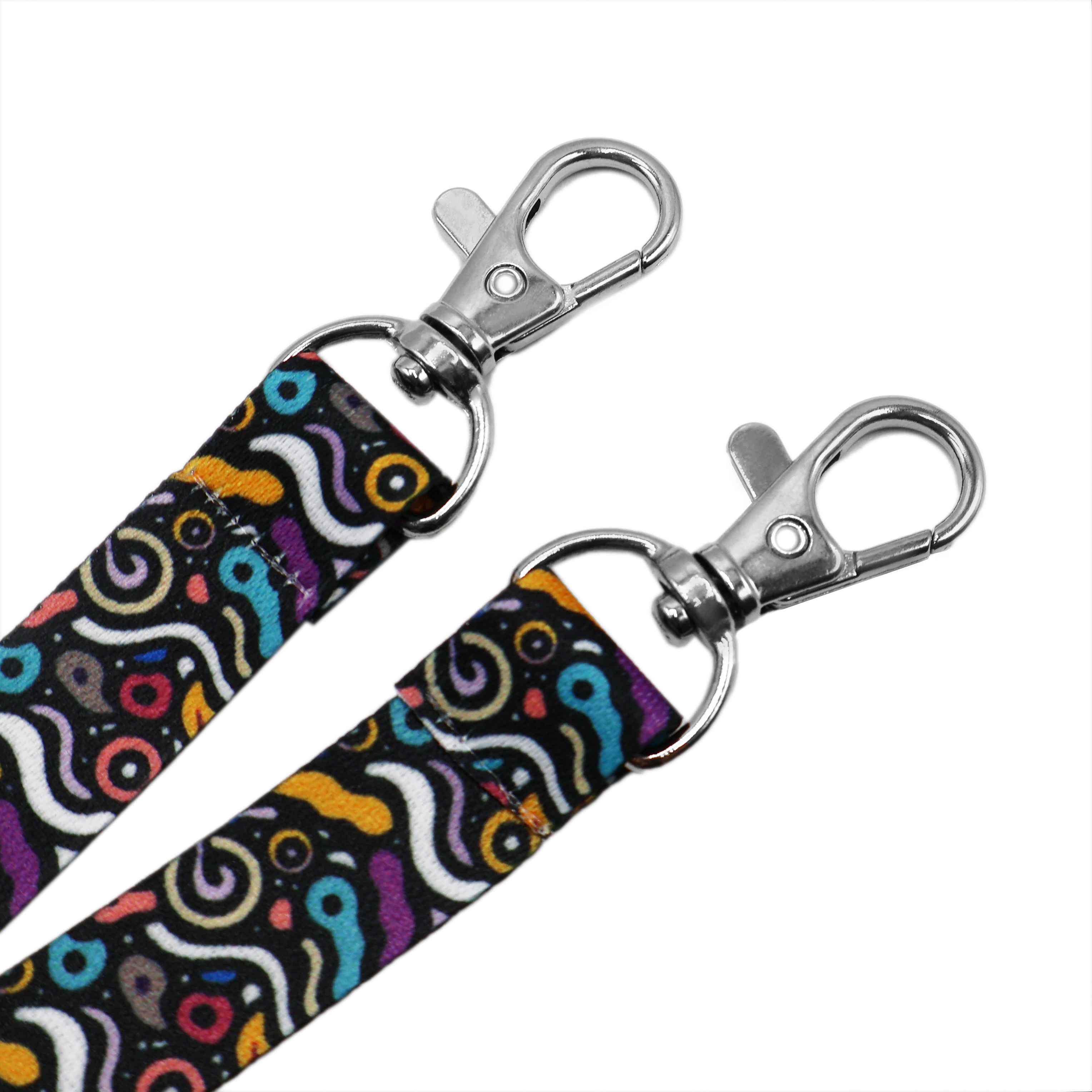 Ланъярд полноцветный Эл с двумя карабинами, Мультиколор-1