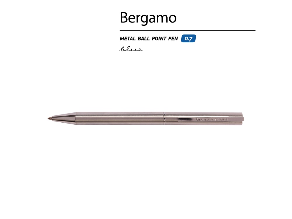 Ручка металлическая шариковая Bergamo, сталь-1