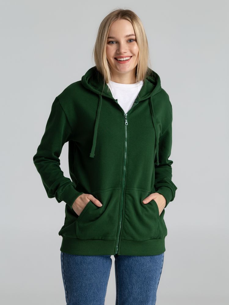 Толстовка на молнии с капюшоном Siverga Heavy 2.0, темно-зеленая-4