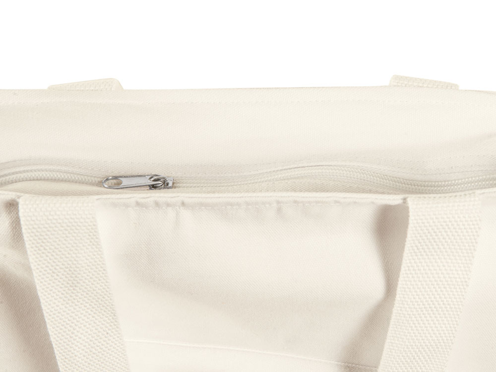 Сумка на молнии Zipper из хлопка 280 г c карманом на молнии спереди, натуральный-5