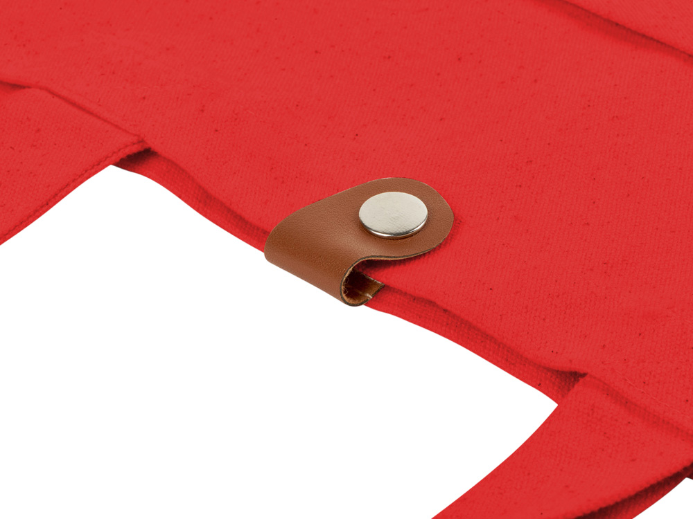 Сумка Clip из хлопка 340 г/м2 с застежкой из экокожи, красный-4