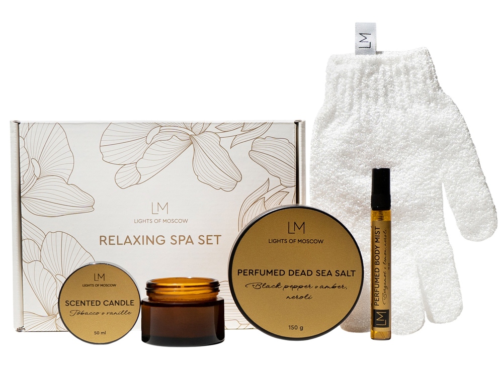 Парфюмированный спа-набор с лого Lights of Moscow, янтарный-0