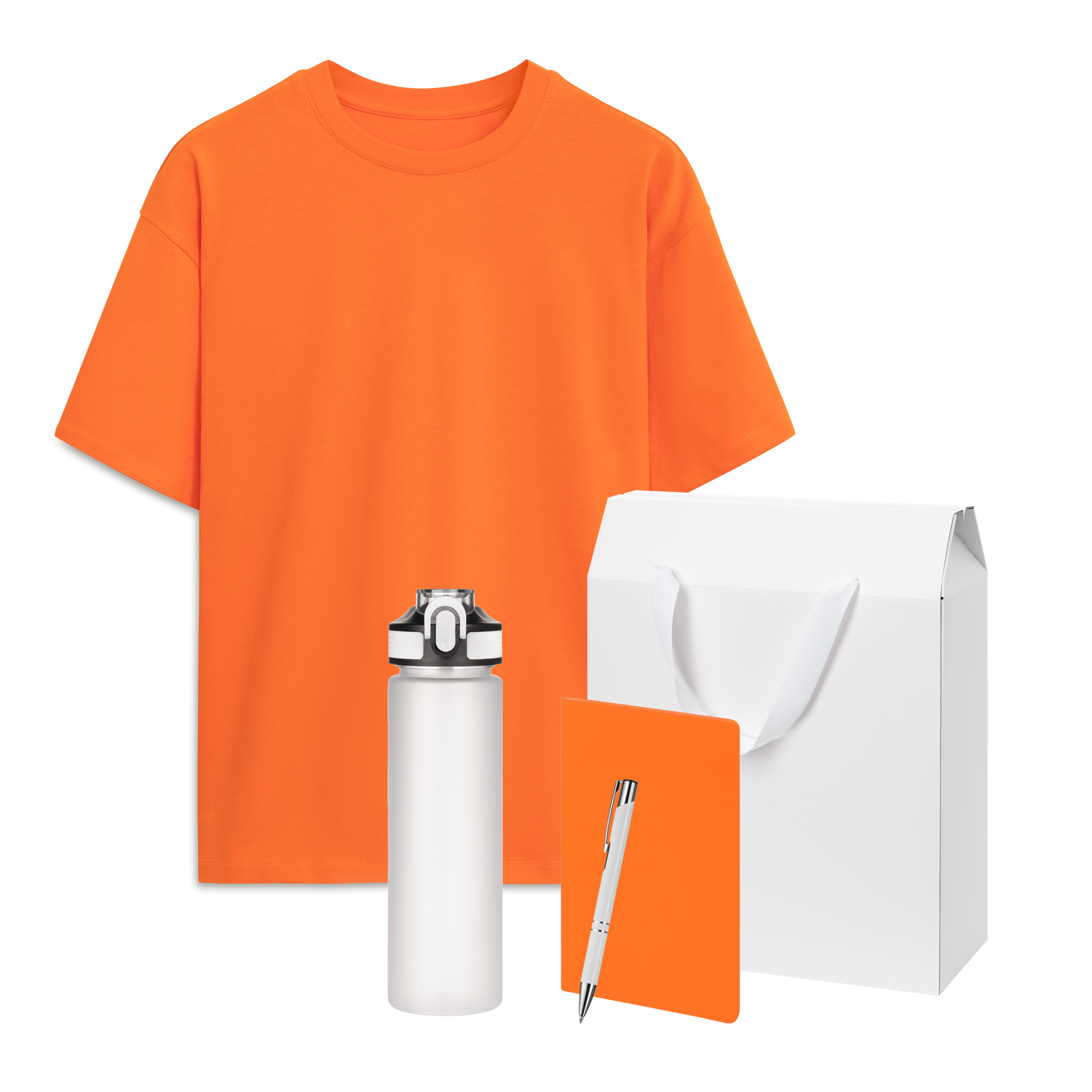 Набор с одеждой Раст (Rust) (футболка, бутылка, блокнот, ручка), оранжевый/белый, XL/2XL-0