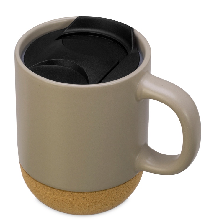 Кружка Denpasar с пробковым дном и крышкой, цветная с двух сторон, бежевый-0
