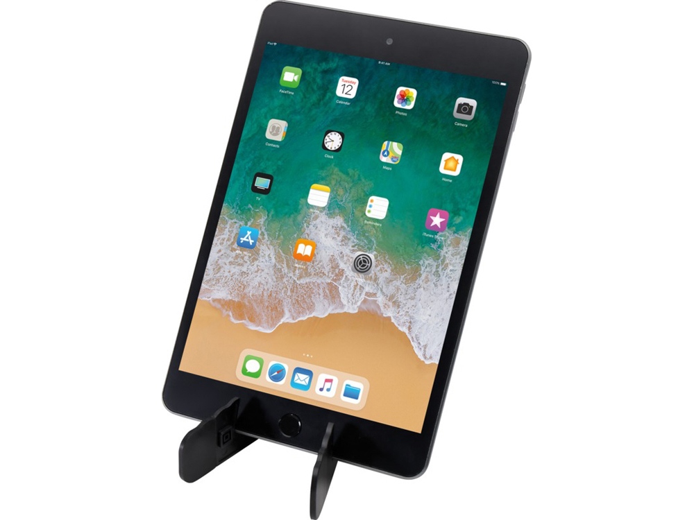 Buna складная подставка для планшета и телефона из переработанной пластмассы, черный-3